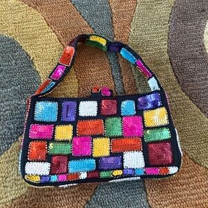 Moyna Multicolor Sequin Patchwork Mini Shoulder Bag